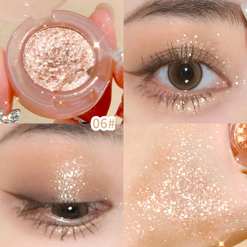 Shiny Monochrome Eyeshadow Palette Diamond Glitter Texture Eyeshadow Highlighter Sequins Waterproof Lasting Eyes Makeup Pigments