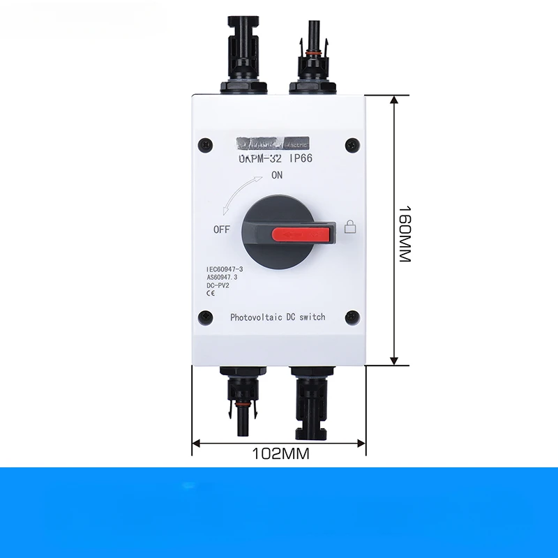 

Photovoltaic disconnector DC 4P32A outdoor IP66 switch isolator DC1000V with MC4 waterproof connector