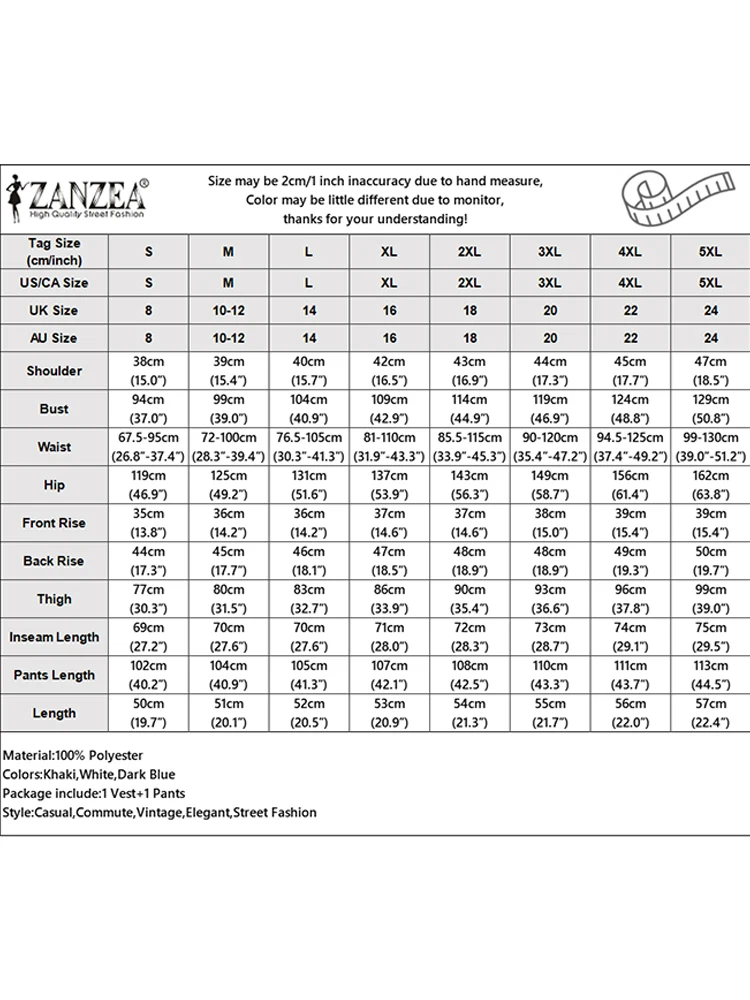 أطقم نسائية غير رسمية من ZANZEA قطع علوية بدون أكمام بنطال ذو قصة أرجل واسعة بدلة مكتب أنيقة متينة 2025 أطقم متناسقة بجيوب صيفية