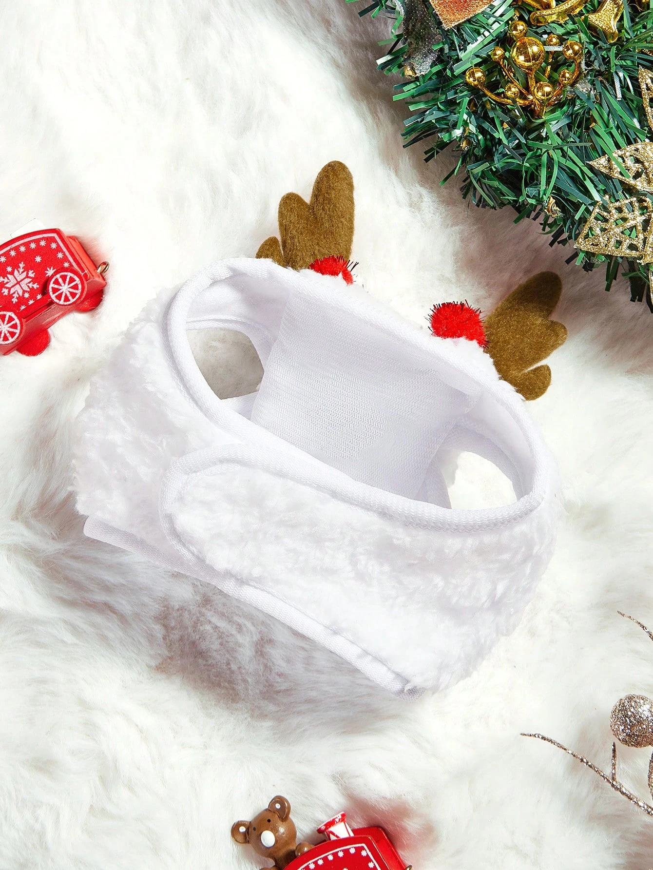 1-teiliger Weihnachts-Haustier-Geweih-Baumhut, pelziger Hundemütze für Katzen/Hunde, Weihnachtsfeier-Dekorationen, geeignet für kleine bis mittelgroße Haustiere