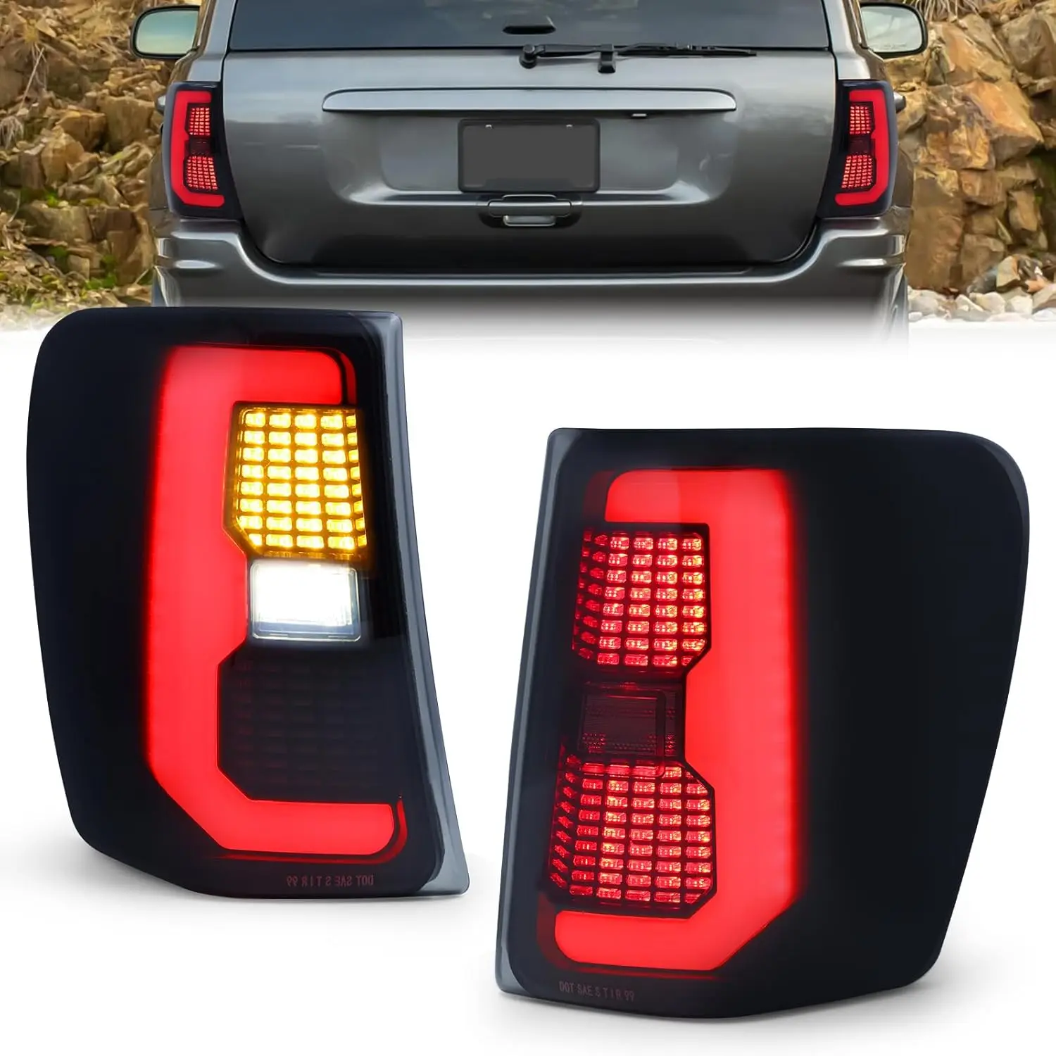 

LED Tail Lights for Jeep Grand Cherokee 1999-2004 Assembly Brake Assembly Reverse Lamp Assembly Rear Lamp