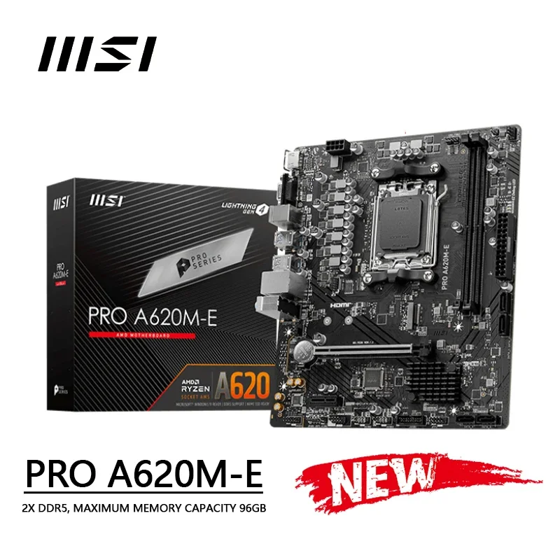 New AMD  PRO A620M-E Micro-ATX AMD DDR5 6400+(OC) MHz M.2 PCIe 4.0 x16 64G Supports AMD Ryzen™ 7000 Series AM5 Motherboard