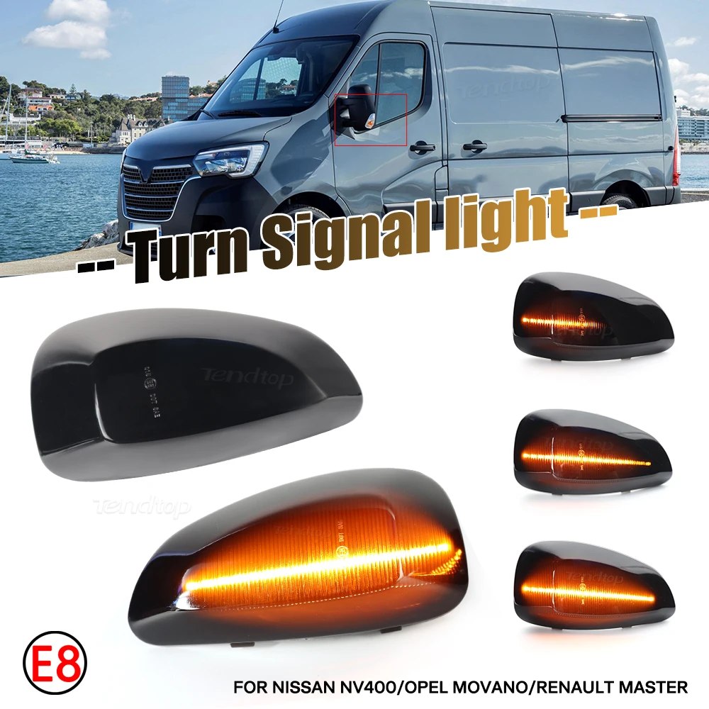 Dynamic LED Side Mirror Sequential Turn Signal  Smoked  For Renault Master MK3 For VAUXHALL OPEL MOVANO For NISSAN INTERSTAR