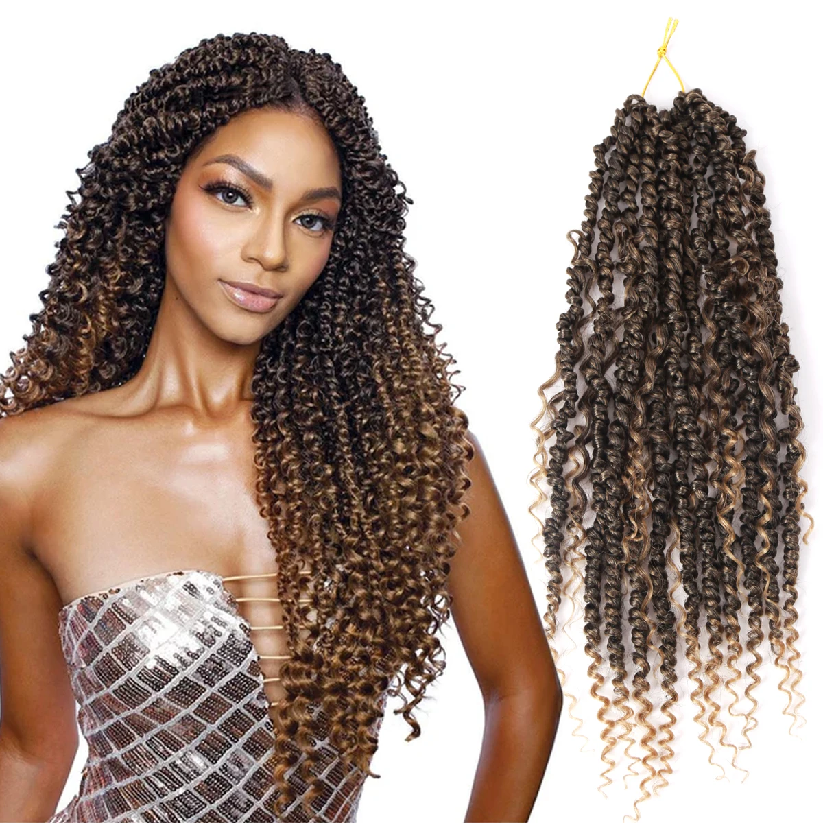 

Passion Twist Hair Brown Black Synthetic Crochet Hair Pretwisted Crochet Braids For Black Women Goddess Bohemian Extensions