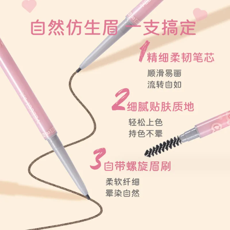 VEECCI Slim Eyebrow Pencil Waterproof Matte Makeup Double Head Lasting Non-Smudged Eye Brow Pen Tint with Brush Cosmetics