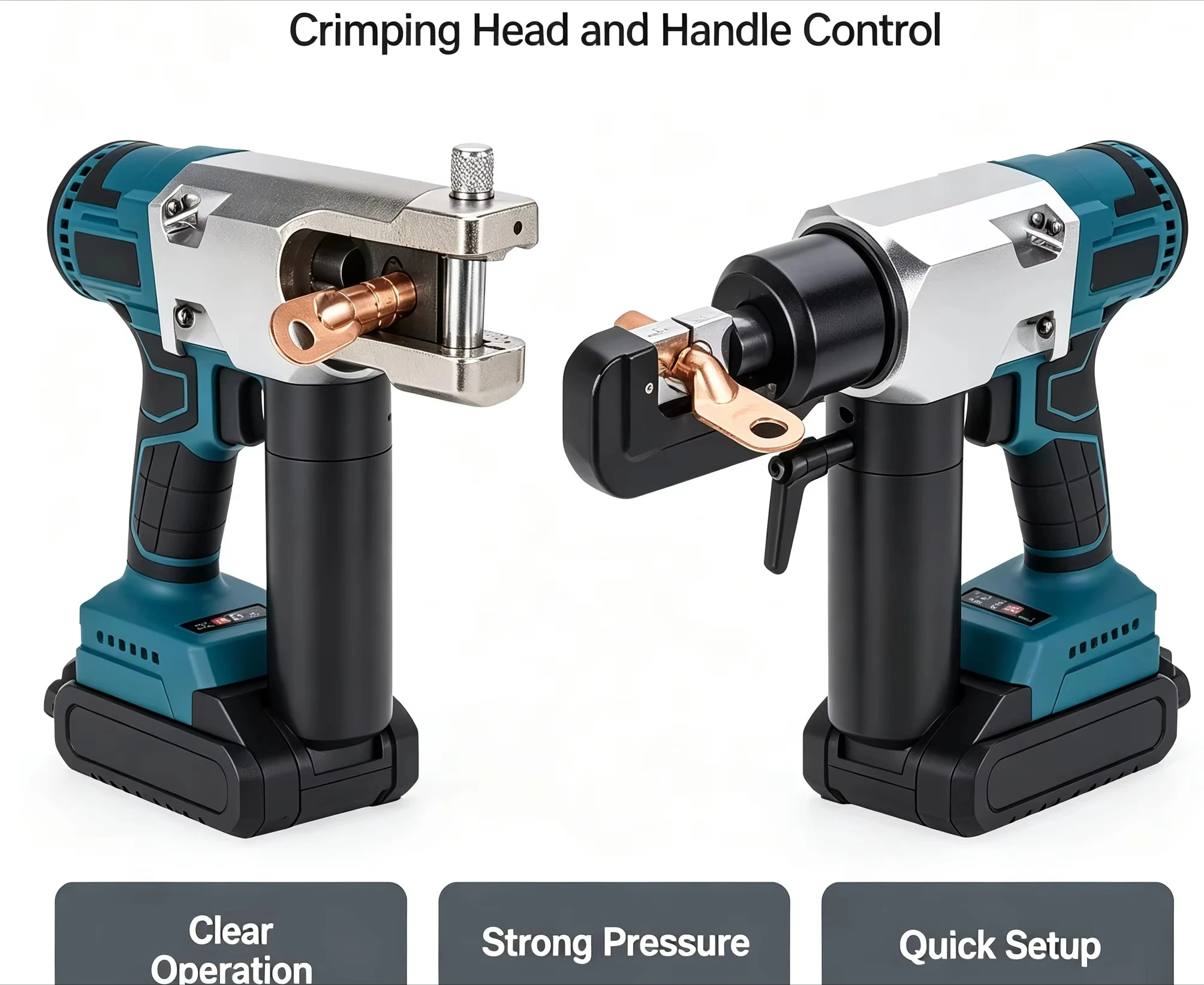 Crimping Tool 70‑240mm², Lithium Battery Electric Cable Lug Pliers for Wire Terminal Pressing Portable Rechargeable Hydraulic