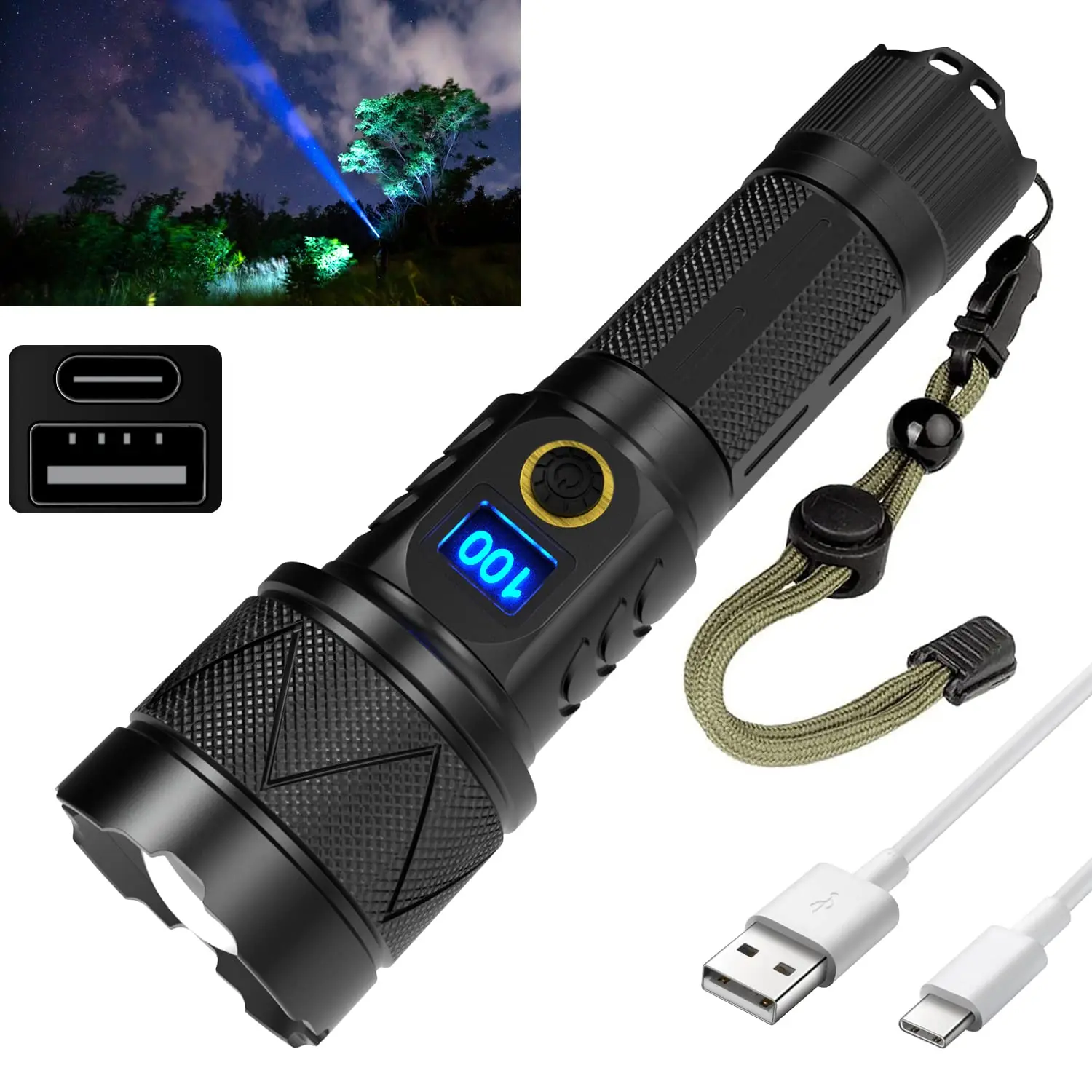 

Outdoor Ultra Bright Portable Flashlight Usb Charging Flashlight Camping Fishing Light