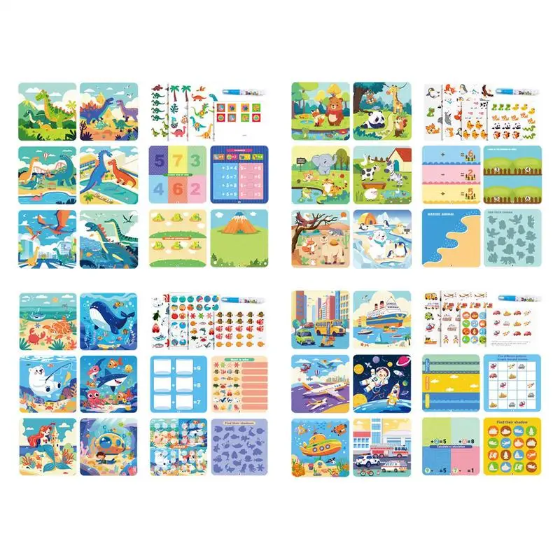 Magical Book สีน้ําวาด Montessori ของเล่นสมุดระบายสีแบบใช้ซ้ําได้ Magic Water Drawing Book Sensory Early Education ของเล่น