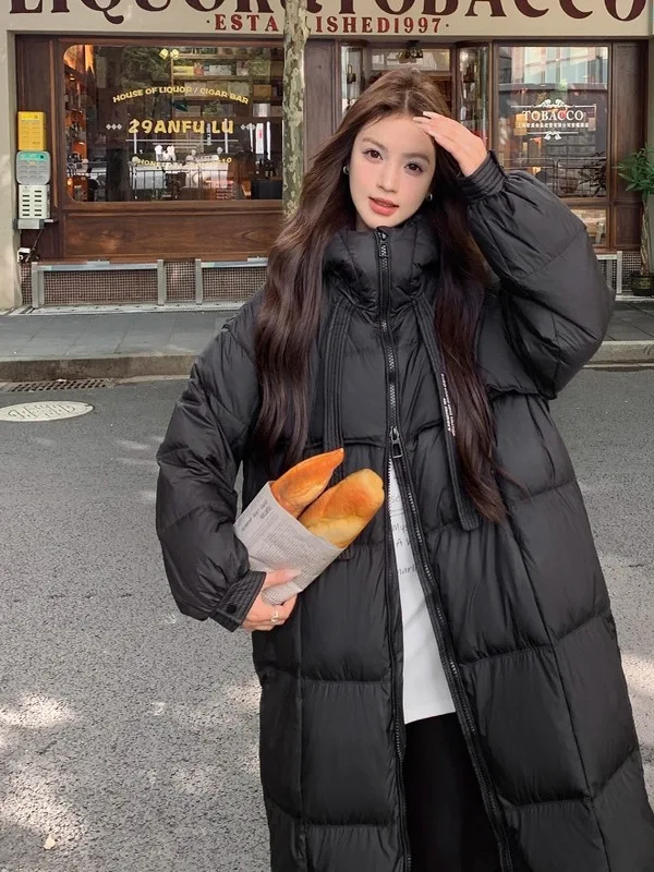 Women's Long Over-Knee Thickened down Cotton Jacket Bread Style Loose Fit Winter New Arrival Coat Zipper Closure  Color