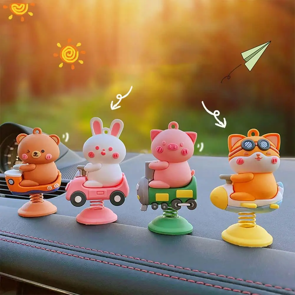 Cartoon Animal Car Decoration Spring Shaking Head Toy Creative Car Interior Dashboard Home Desktop Accessories