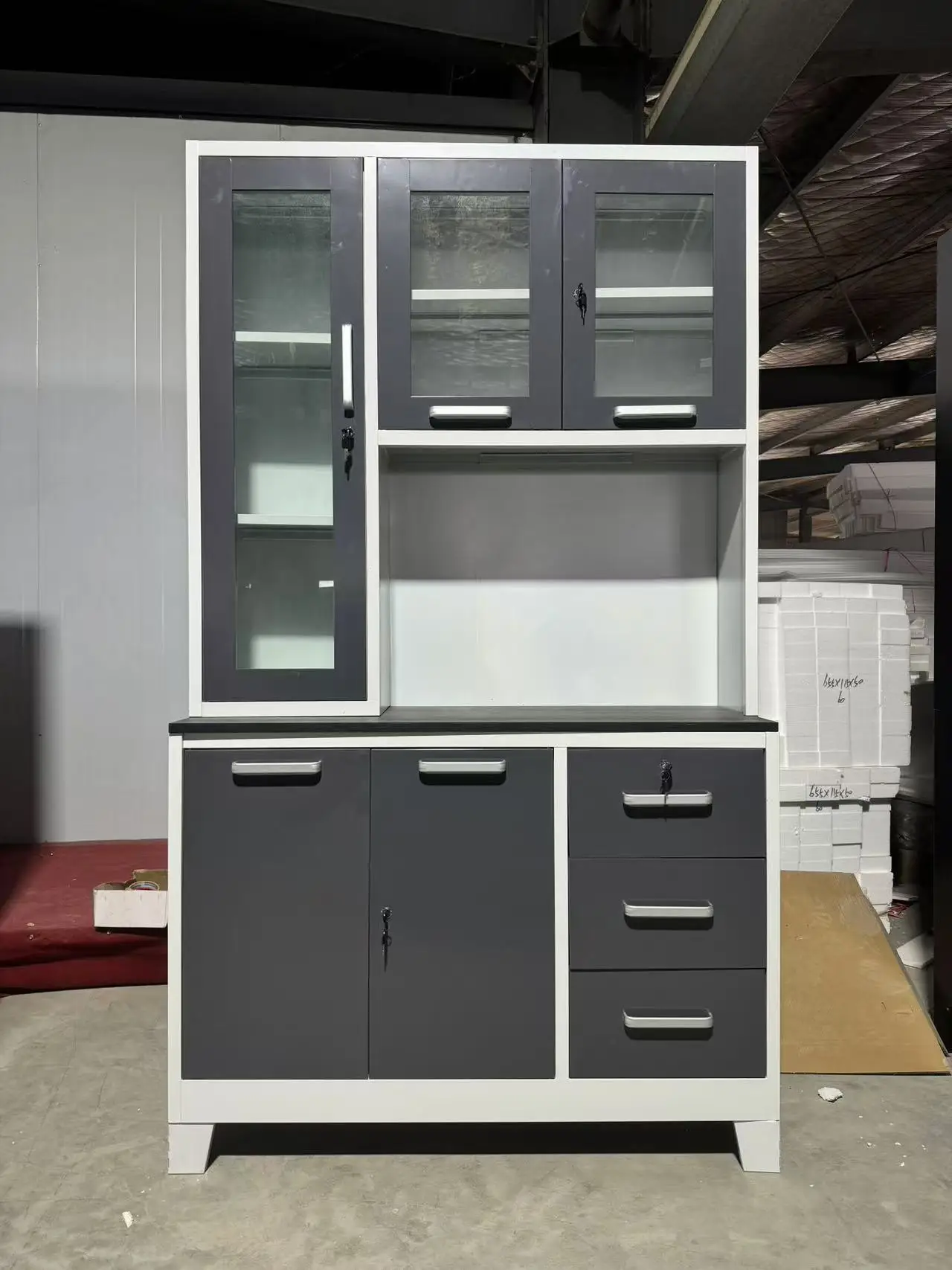 Customize Steel Kitchen Units Dinning Metal Kitchen Cupboard Restaurant Buffet Storage Cabinet Design Home Furniture