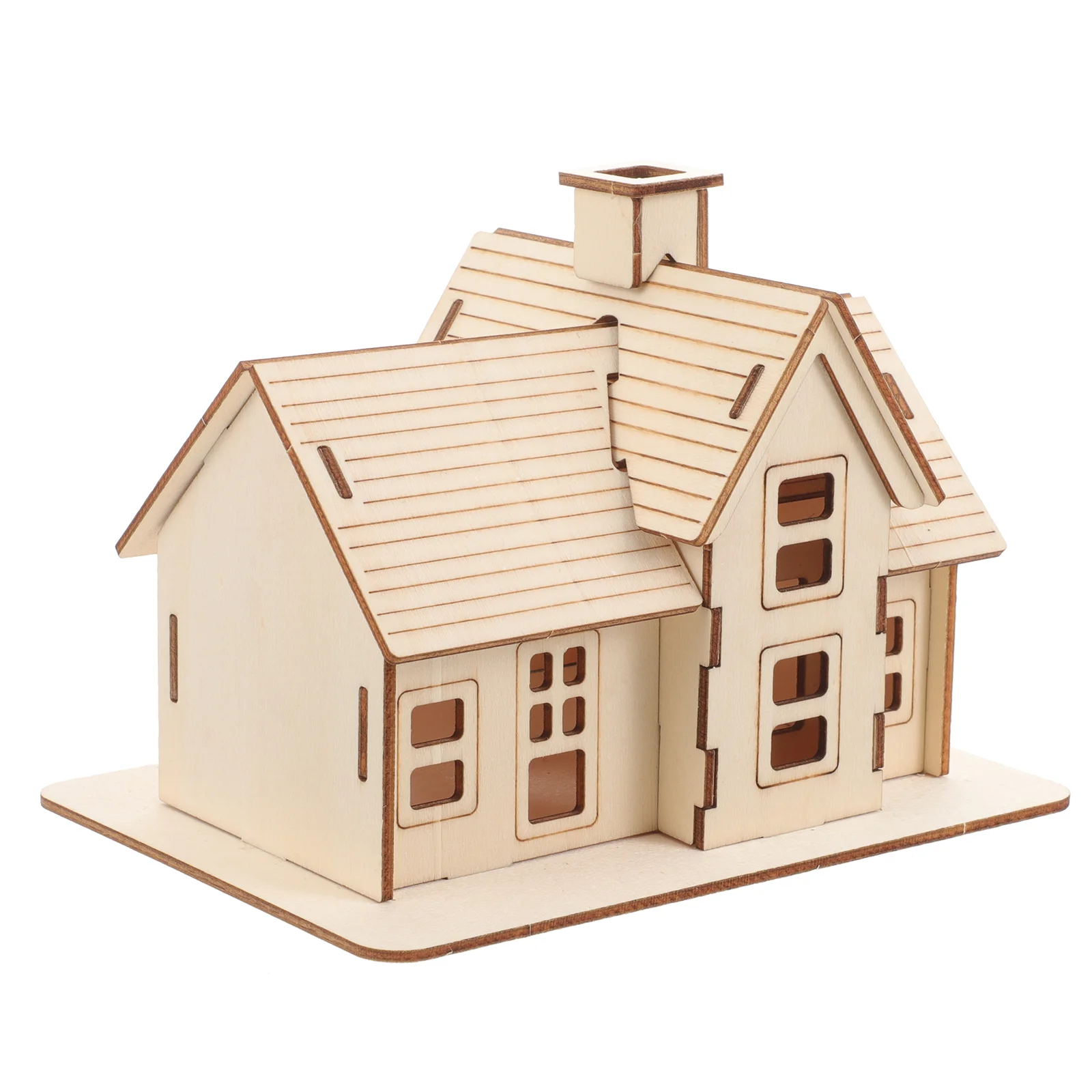 Wooden House Puzzle Model 3D Wood House Assembly Puzzle Light Weight Smooth No Burrs Safe Useful Christmas