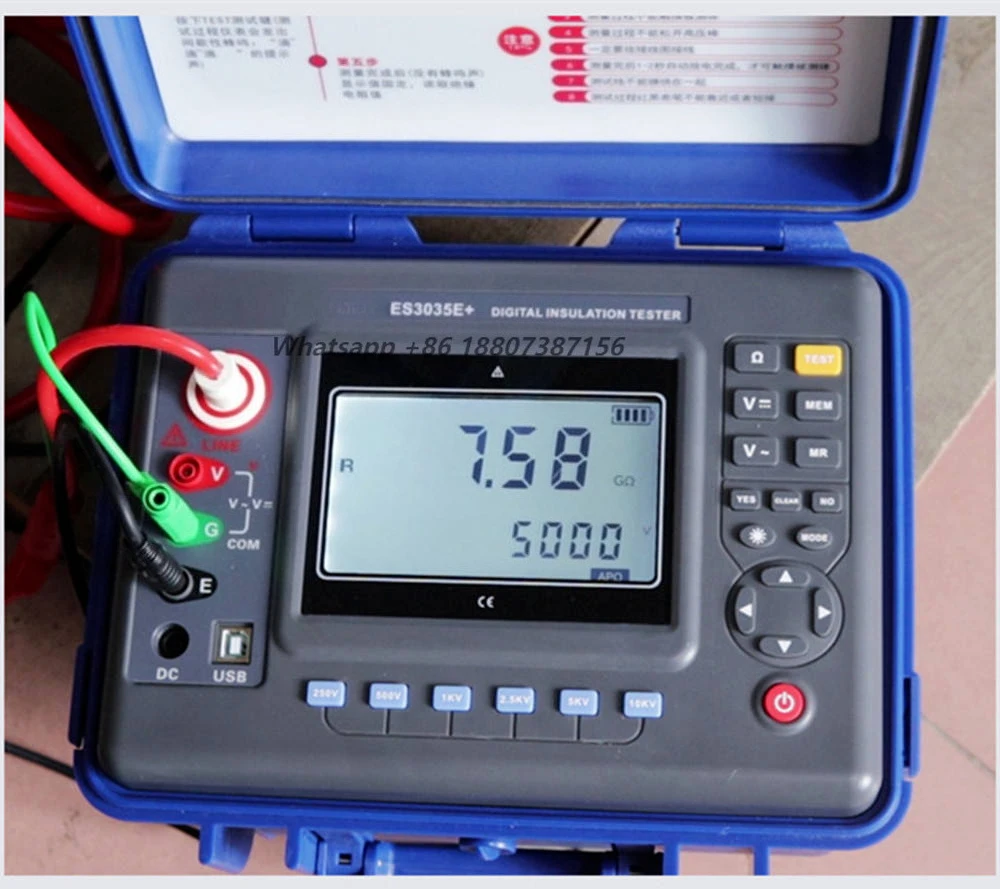 ES3035E+ Megohmmeter 10KV High Voltage Digital Insulation Resistance Tester High Accuracy 1% IP67 Protection Double