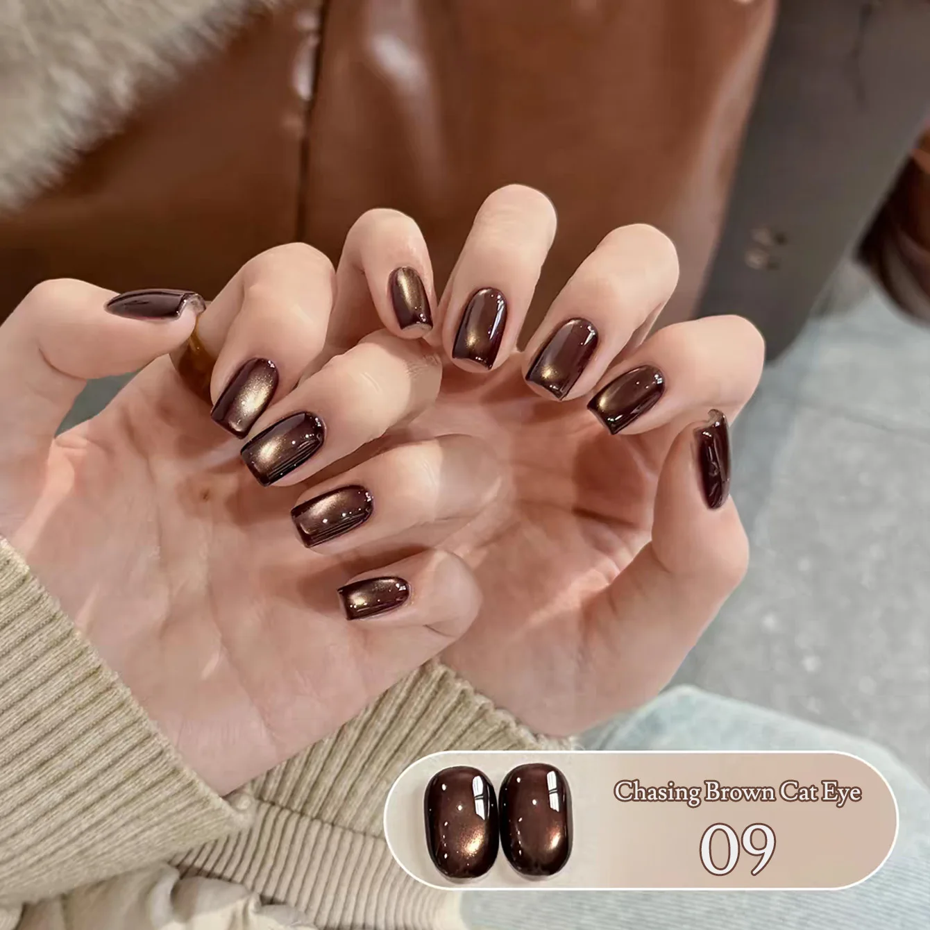 WS 1-9 Stück Herbst Tracking Cat Eye Gel Nagellack 2026 Braun Nagel Maillard Glasperlen Nagellack Herbstnägel – Detail 12