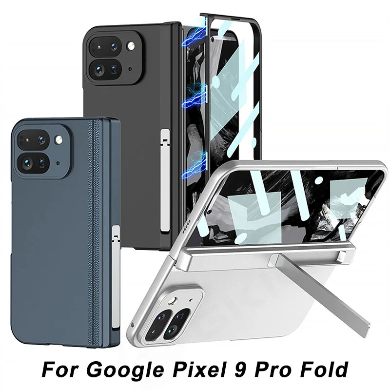 

Магнитный шарнирный держатель, противоударный чехол для Google Pixel 9 Pro, складное стекло, защитный матовый чехол для Pixel 9 Pro, складной чехол