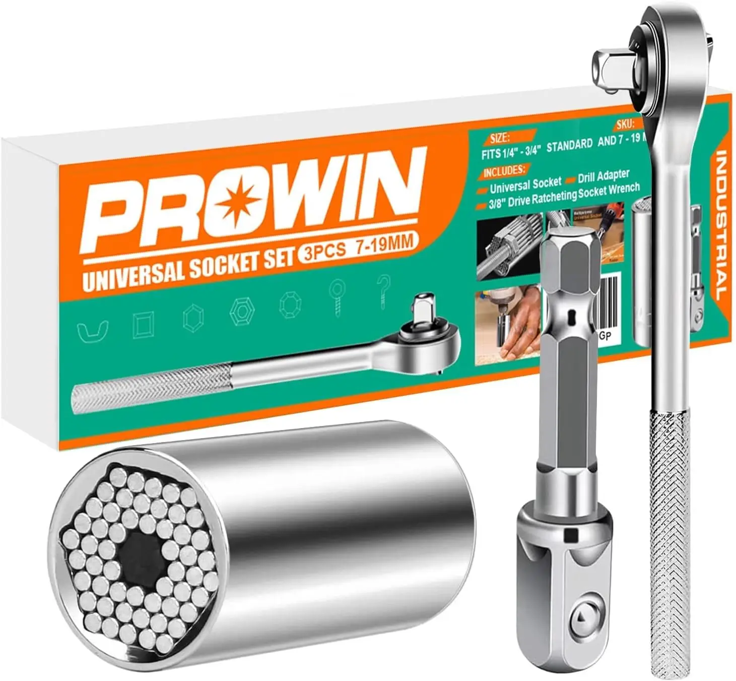 

3pcs Universal Socket Wrench Ratchet Set, 1/4in-3/4in, Adjustable Tool for Men, Father's Day Gift