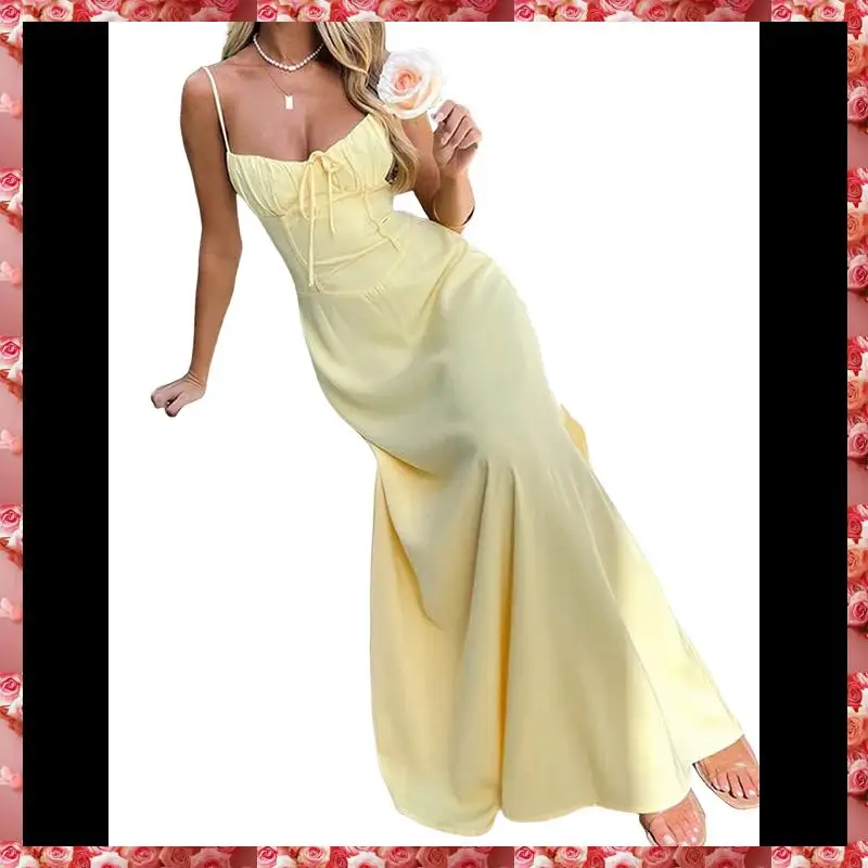 Boho Flowy Slit Lace Up Dresses For Women Going Out A Line Casual Sundress