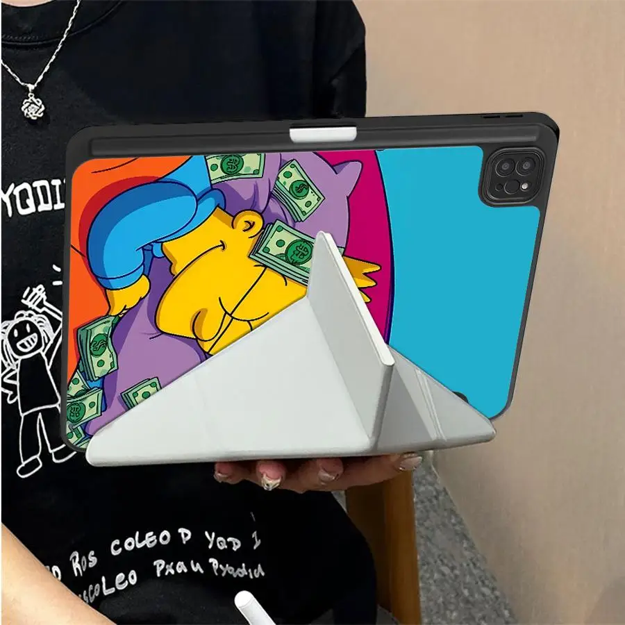 With Pen Slot Cover Tablet Case For iPad Air 8 M2 M3 3 12th Pro M4 13 2025 2026 9th 11th 10th Gen Mini 7 6 5 S-Simpsons Cute 2
