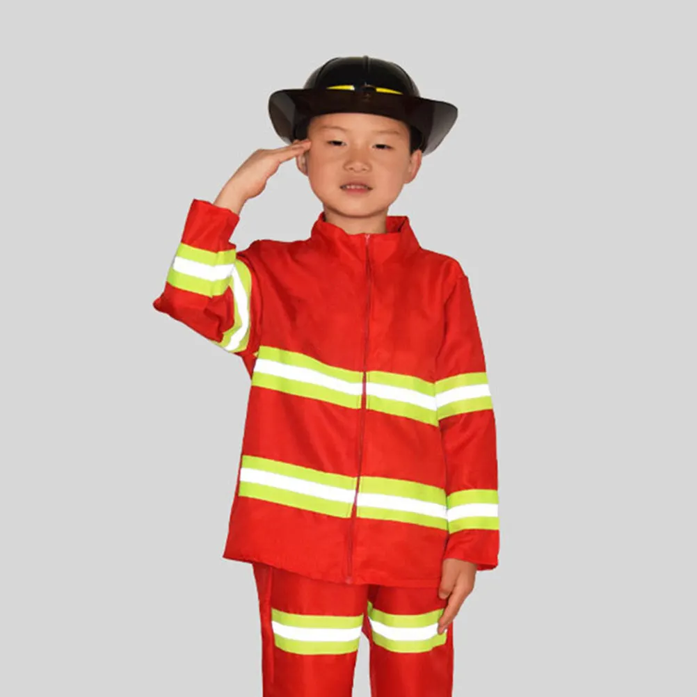 2Pcs Children Fire Plastic Simulated Fireman Hat for Toddlers Bright Color Comfortable Band Educational Role Play