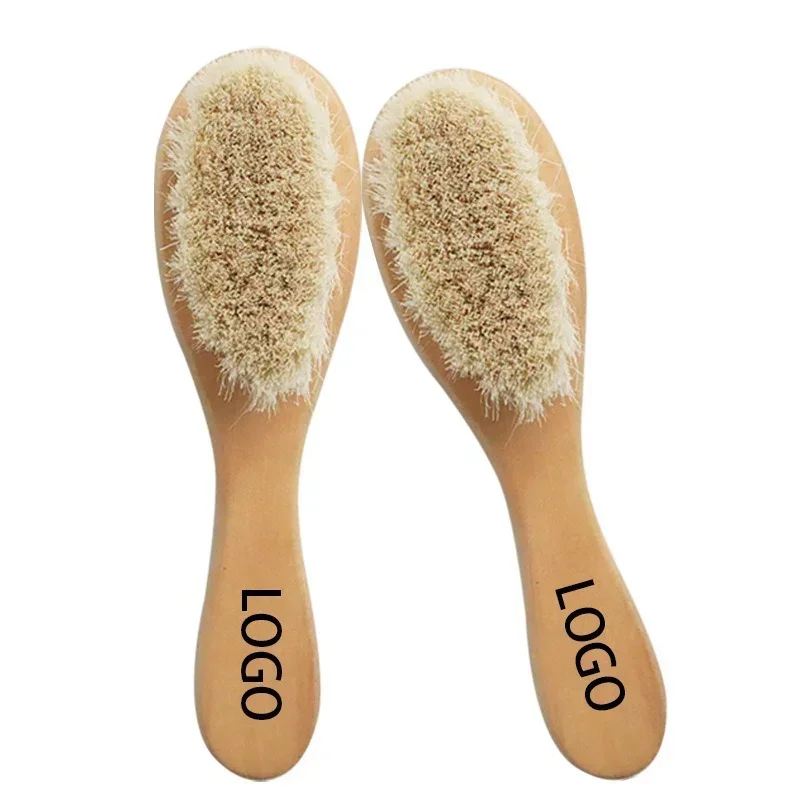 New Baby Care Pure Natural Wool Baby Wooden Brush Comb Brush Baby Hairbrush Newborn Hair Brush Infant Comb Head Massager