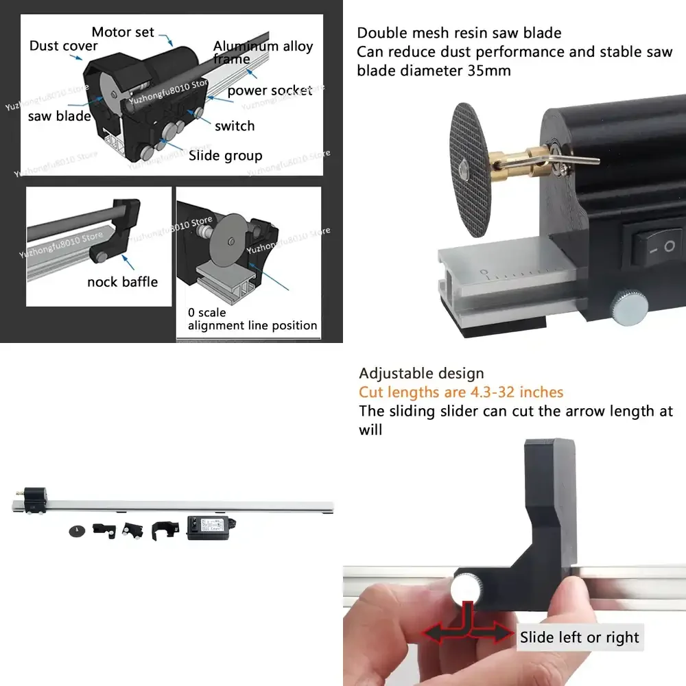 Electric Arrow Shaft Cutter Mini Cutoff Saw Trimmer 4.3 to 32 Inch Cutting Length Carbon Fiber and Fiber Cutting