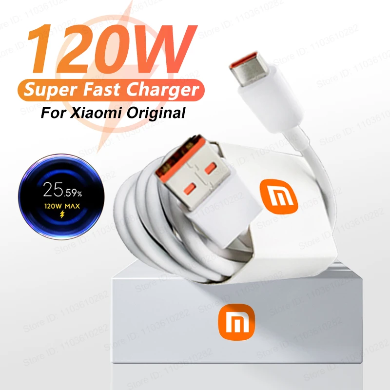 For Xiaomi Original 120W Max USB Super Fast Charger Cable Redmi Note 10 9 8 7 6 Xiaomi mi 14 13 12 USB to Type C Charging Cable