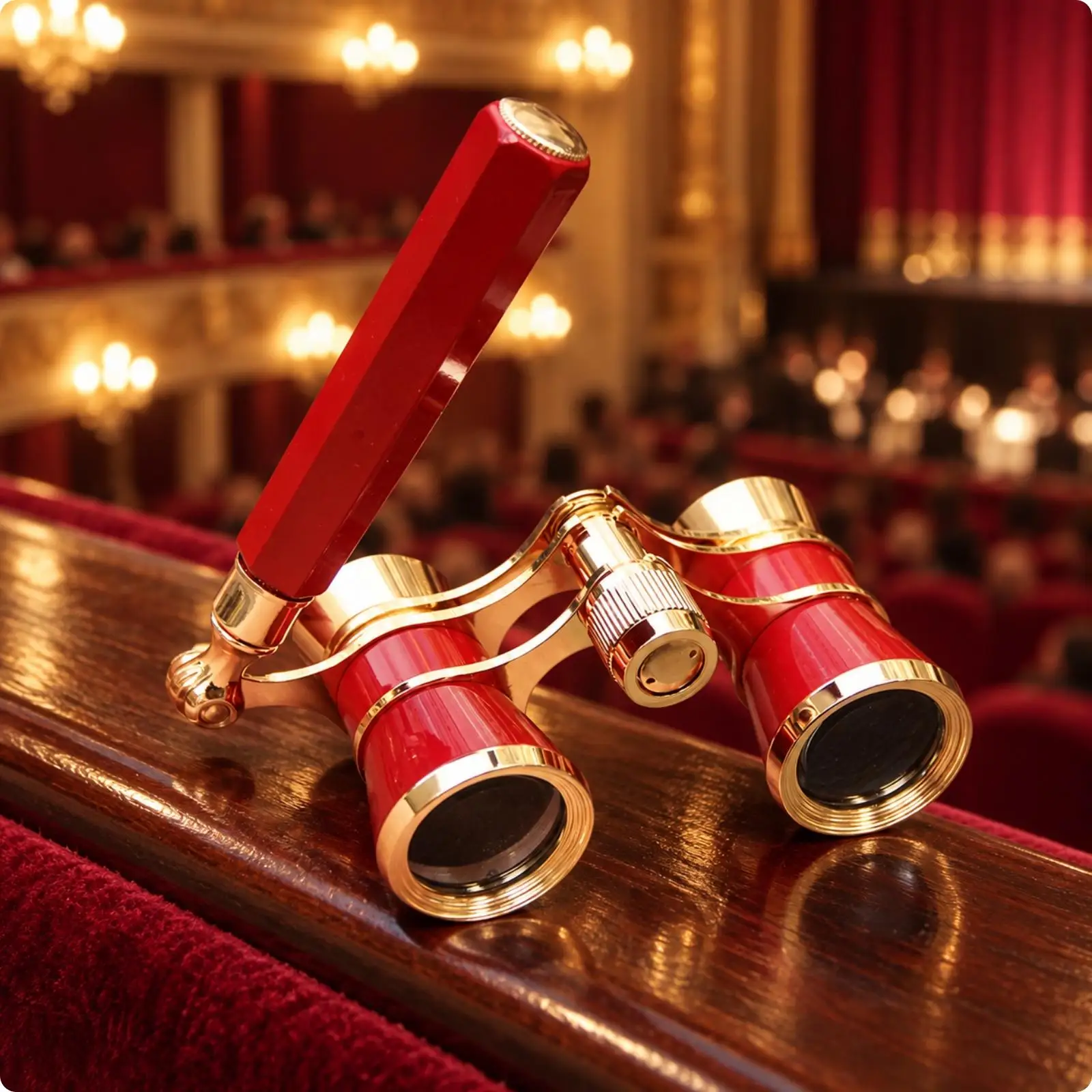 Metal Opera Glass Binocular Telescope for Theater Events with Rounded Lenses and Portable Size