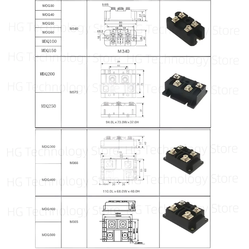 Original and brand new Single-phase rectifier bridge module MDQ30A to500A 1600V MDQ100A-16 MDQ250A 500A-16 High-power DC300A-16