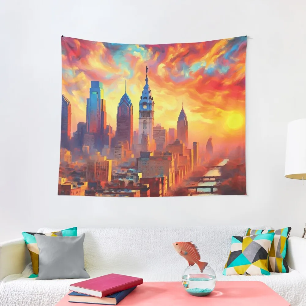 

Philadelphia at Sunset Tapestry Room Decore Aesthetic Cute Room Decor Nordic Home Decor Home Decoration Tapestry