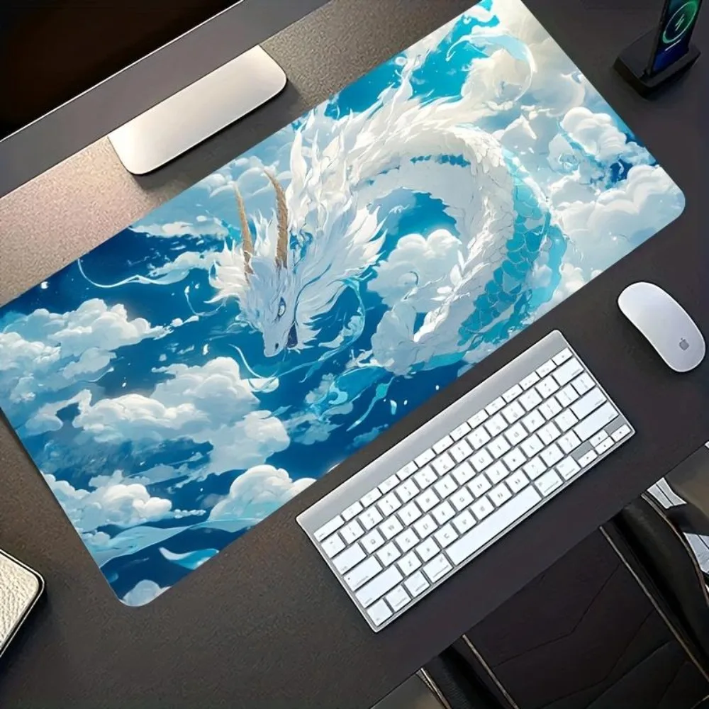 Cloud White Dragon large game table mat, made of natural rubber material accesorios escritorio podkladka pod myszke