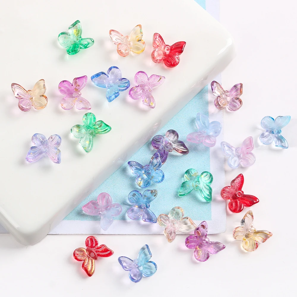 30pcs 10mm Multicolor Czech Glass Beads Butterfly Crystal Spacer Beads For Jewelry Making Handmade Necklace Bracelet Accessories