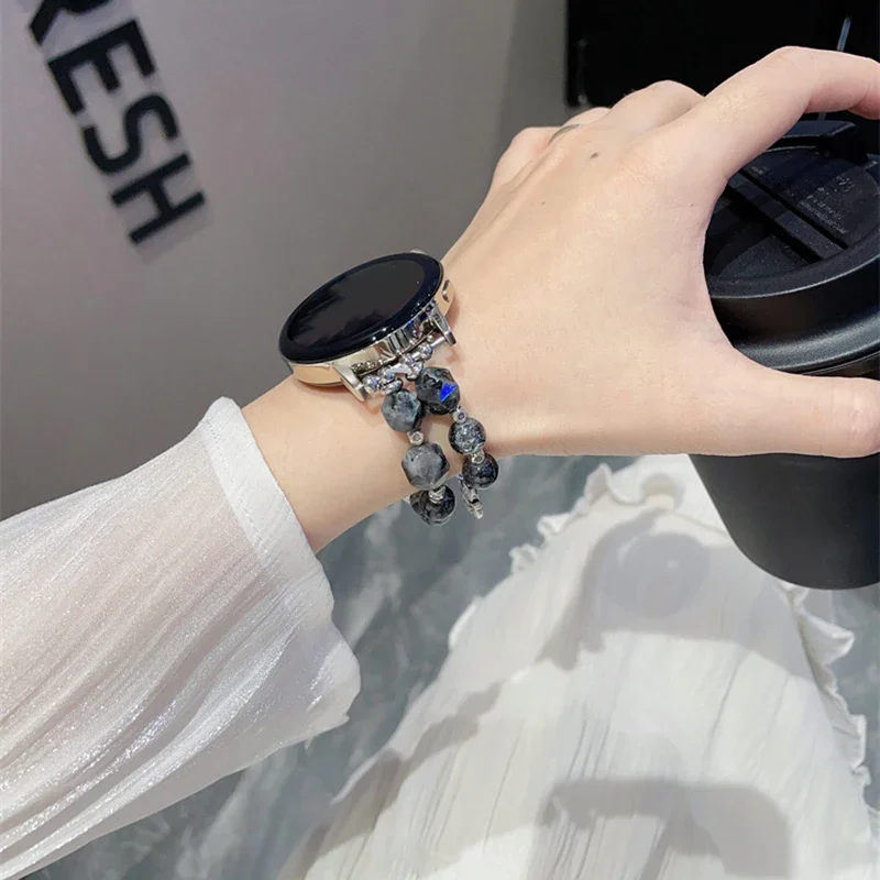 22 20mm Watch Strap for Huawei Watch Fit 2 Classic Luxury Black Bead Bracelet for Huawei GT4 41mm 46 Smart Wristband Accessories