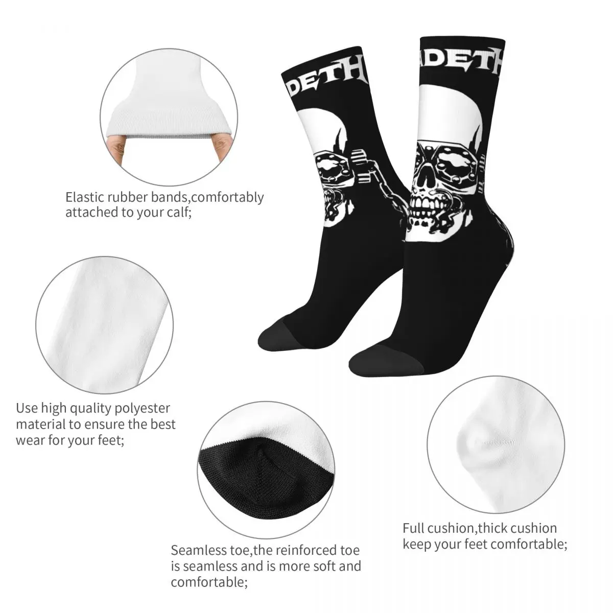 Men Women Megadeths Metal Rock Band Kuping Mega Socks Super Soft Fashion Socks Harajuku Merch Middle Tube Socks Best Gift