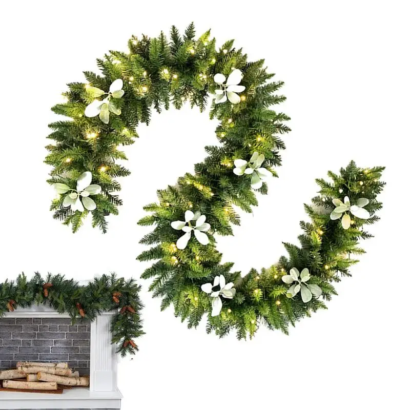 Lighted Christmas Garland 9.02 Ft Prelit Lighted Garland Christmas Light Up Christmas Garland For Mantle Fireplace Archway Stair