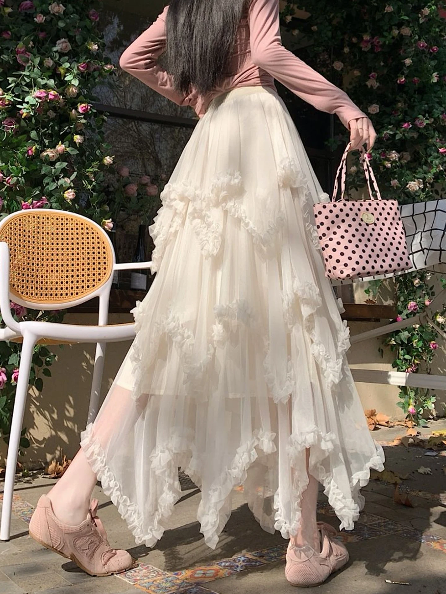 

Белое платье-сарафан фасона А-силуэт с кружевной отделкой, высокой талией и эластичной талией из полиэфирного волокна для женщин, весна-лето