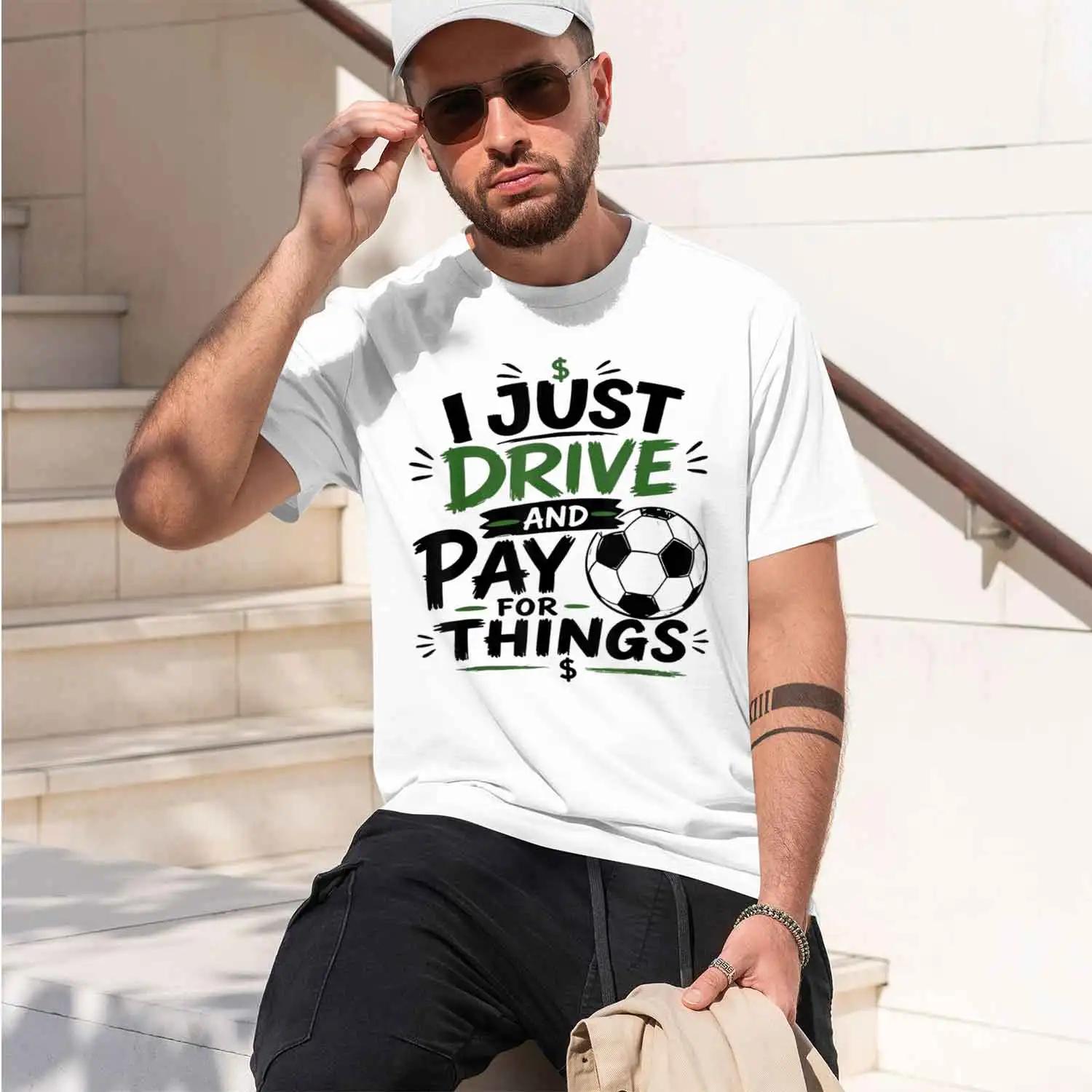 I Just ive And Pay For Things Funny Football Soccer Da T-Shirt Summer Short-Sved Breathable Sweat-Wking Versatile 2026 New Model