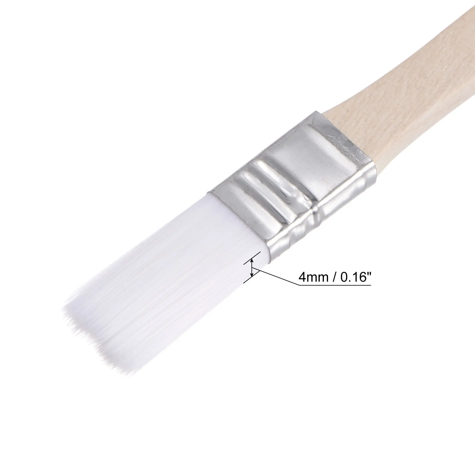 Small Paint Brush Nylon Bristle with Wood Handle Tool, White 6Pcs