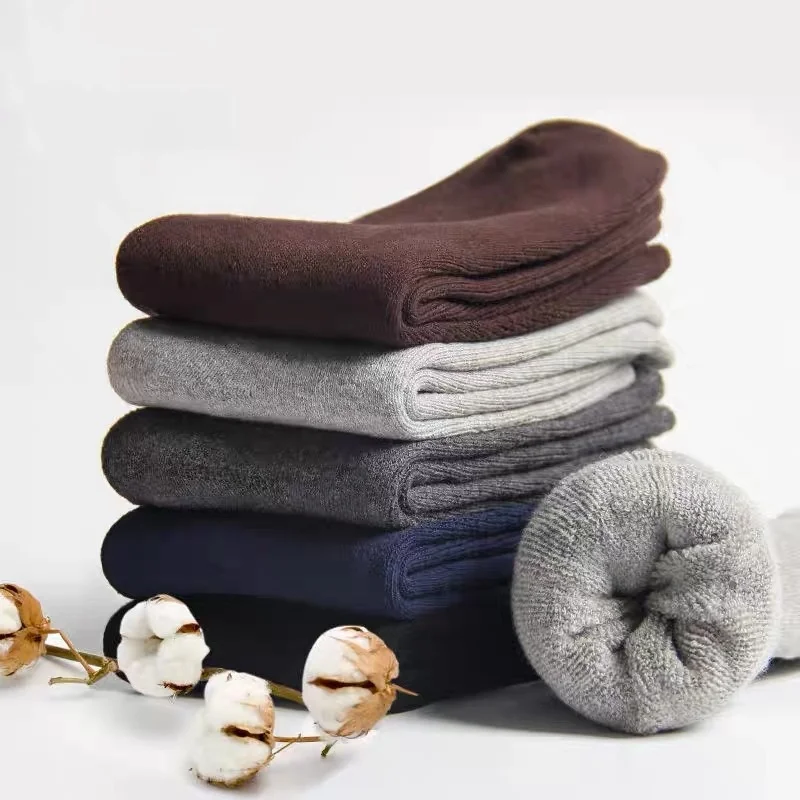 5 пар/мужские носки, хлопковые осенне-зимние утолщенные теплые деловые носки, классические однотонные антибактериальные мужские носки с дезодорантом