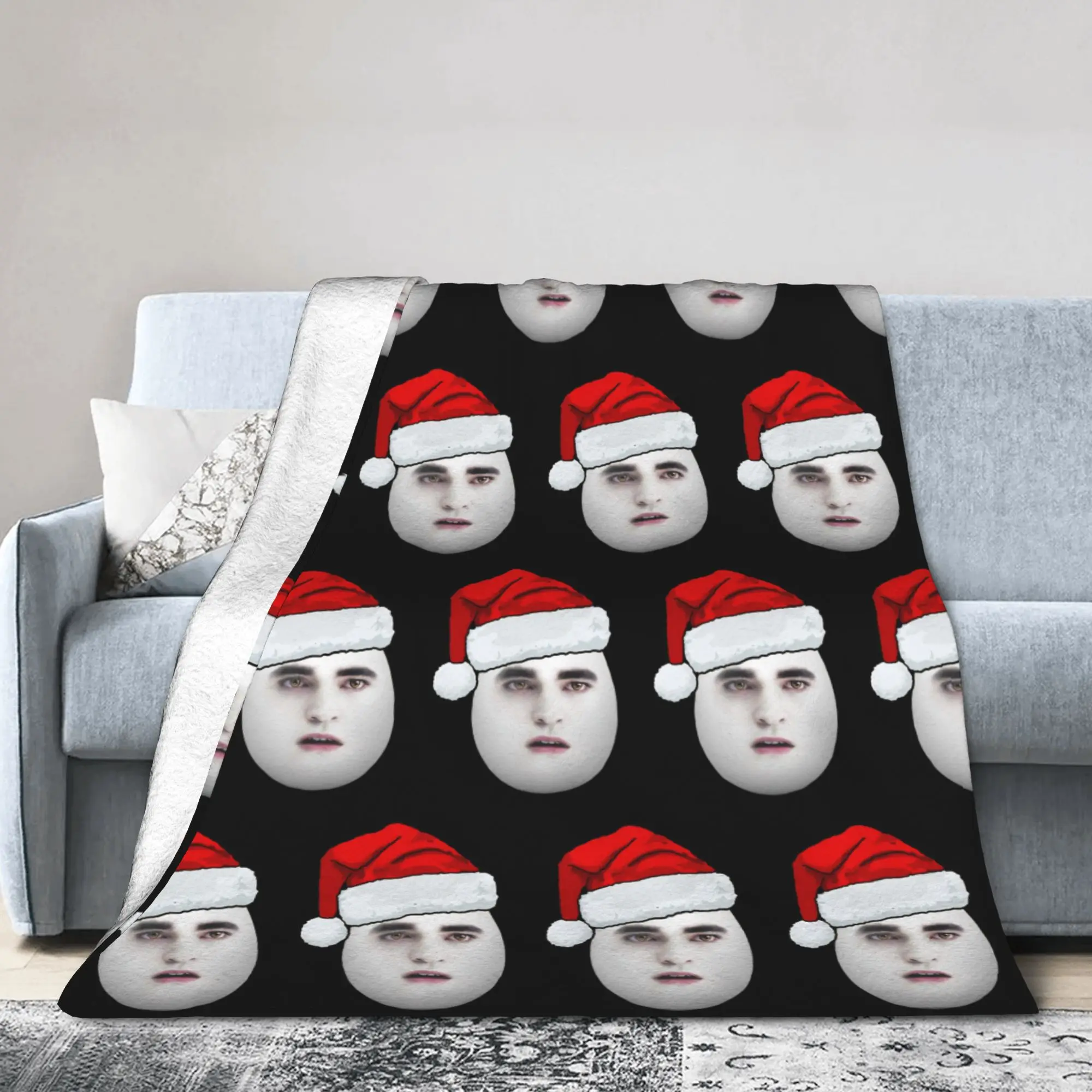 Christmas Eggward Funny Meme Blanket Cover Flannel Twilight Edward Cullen Lightweight Thin Throw Blanket for Bed Bed Rug