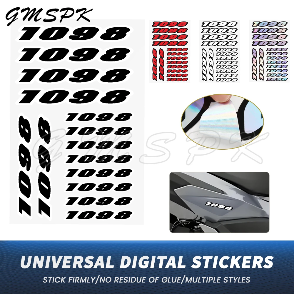

1098 Arabic Number Waterproof Motorcycle Stickers Front Fender Fairing Body Decals Fit for Ducati 1098 /S/R Street Fighter S1098