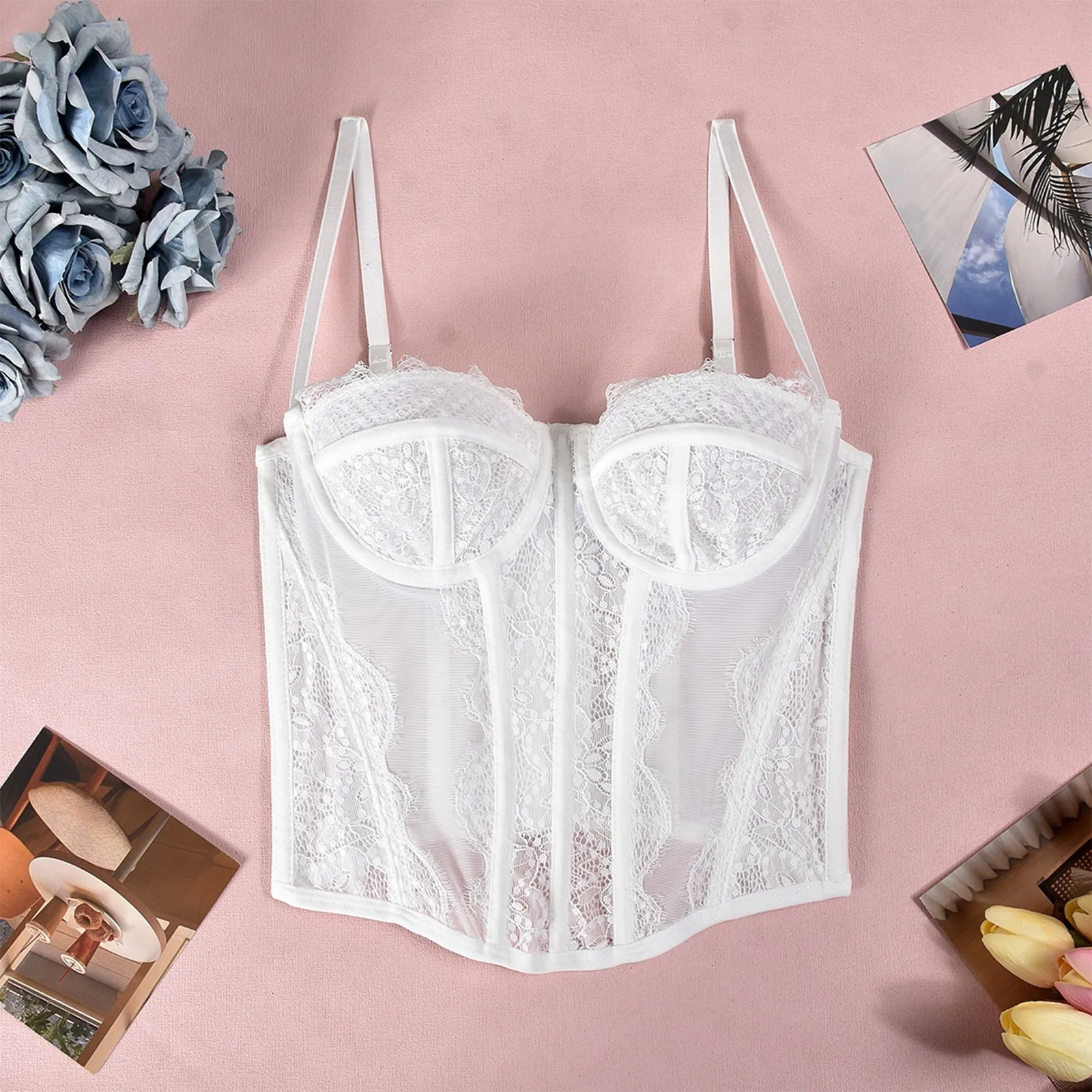 Corset Top Bustier Sexy Vrouwen Plus Size Bovenborst Korset Blouse Kant Gothic Vintage Mode Middeleeuwse Sexy Hemdje Body Shaper