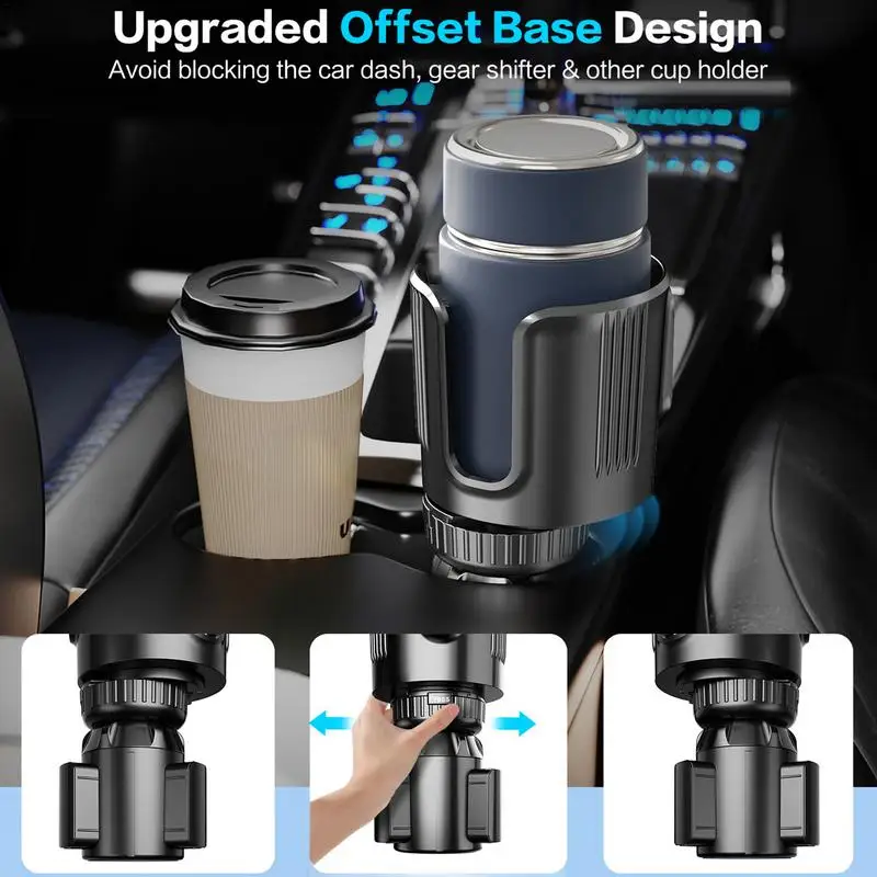 Expandable Cup Holder For Car Multifunction Automobile Drink Holder Extender Offset Adjustable Base Automotive Cup Holder