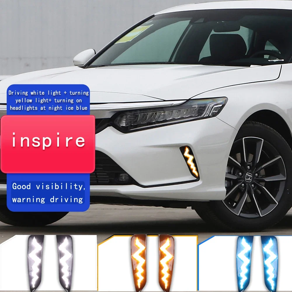 

2 шт. светодиодные автоматические дневные ходовые огни для Honda Inspire 2022, автомобильные фары дальнего света DRL Streamer, указатель поворота, 12 В