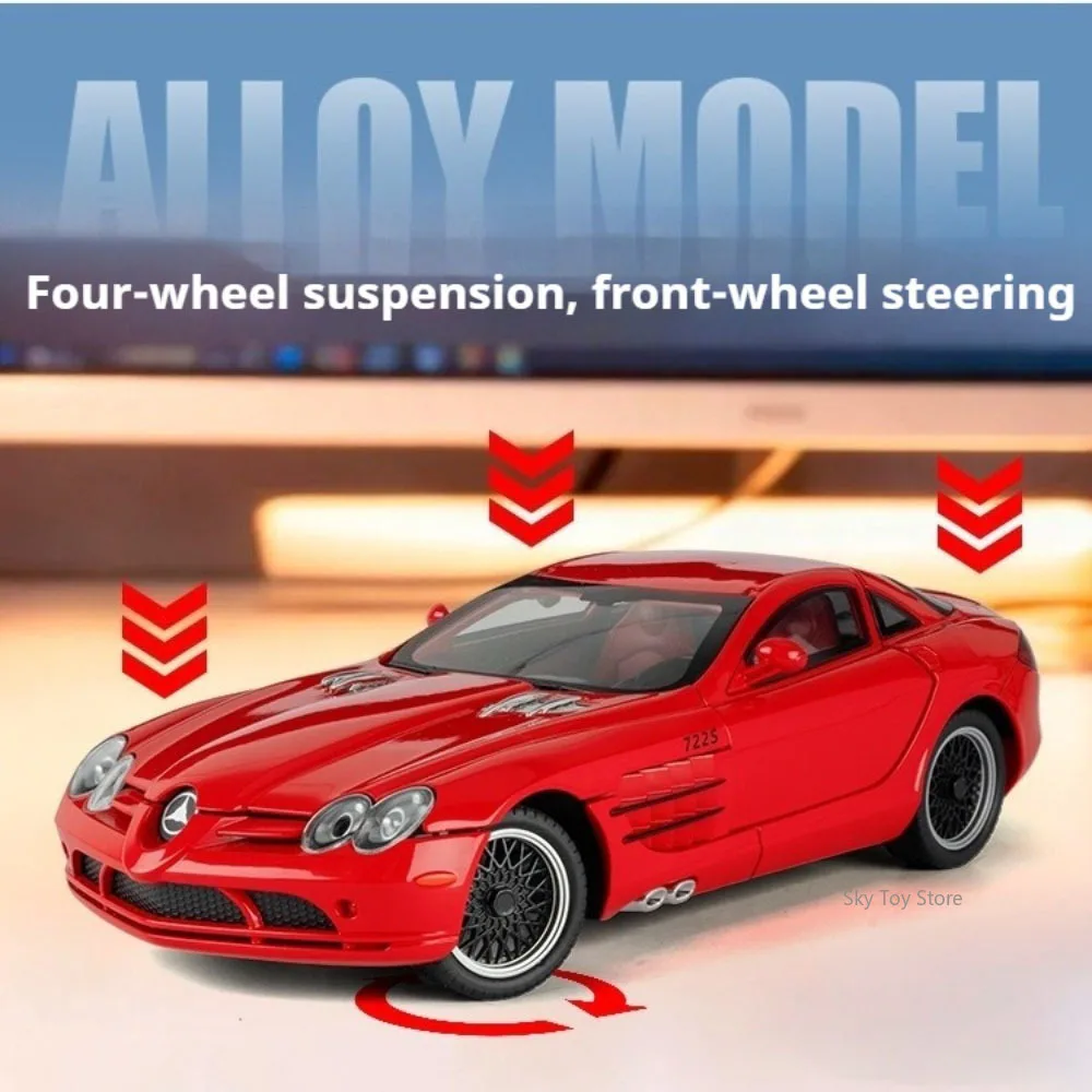 1:24 SLR 722S Vision GT modelo de coche aleación Diecast juguetes rueda delantera dirección sonido luz tirar hacia atrás coches en miniatura adornos de moda