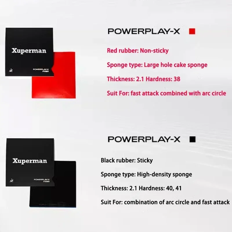 Xuperman POWERPLAY-X Table Tennis Rubber Sticky Semi-Sticky Ping Pong Rubber with Cake Sponge Arc Fast Attack Forehand Backhand - Image 2