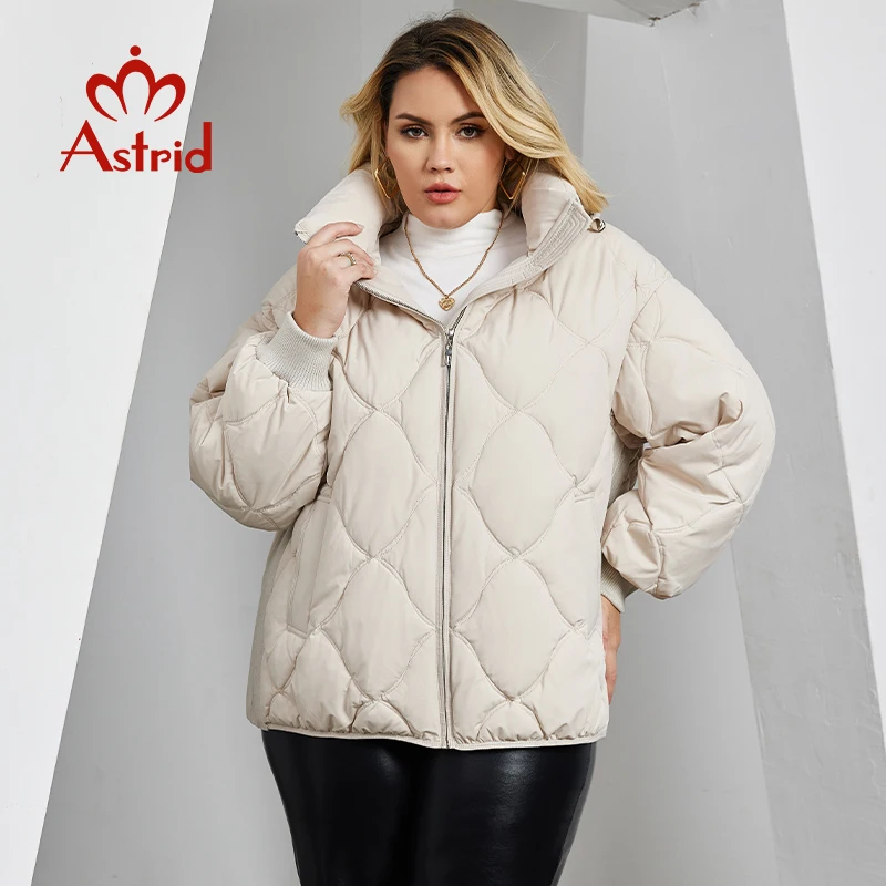 

Astrid Women's Jacket Winter 2023 Plus Size Bio Down Jackets Hooded Quilted Cotton Coat Women Parka Female Clothing Split Hem