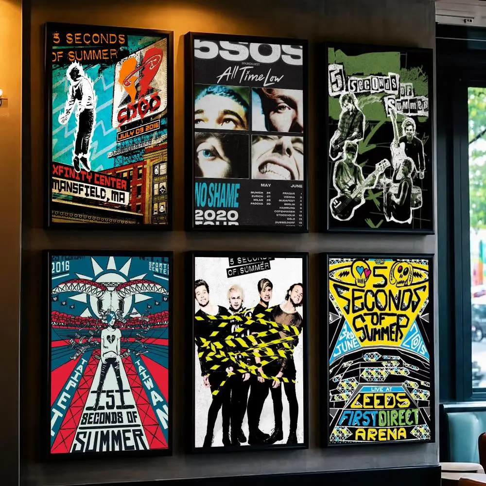 band S-5 Seconds Of Summer-R Poster Decorative Wall Art Sticker for Cafe Office Bedroom and Living Room