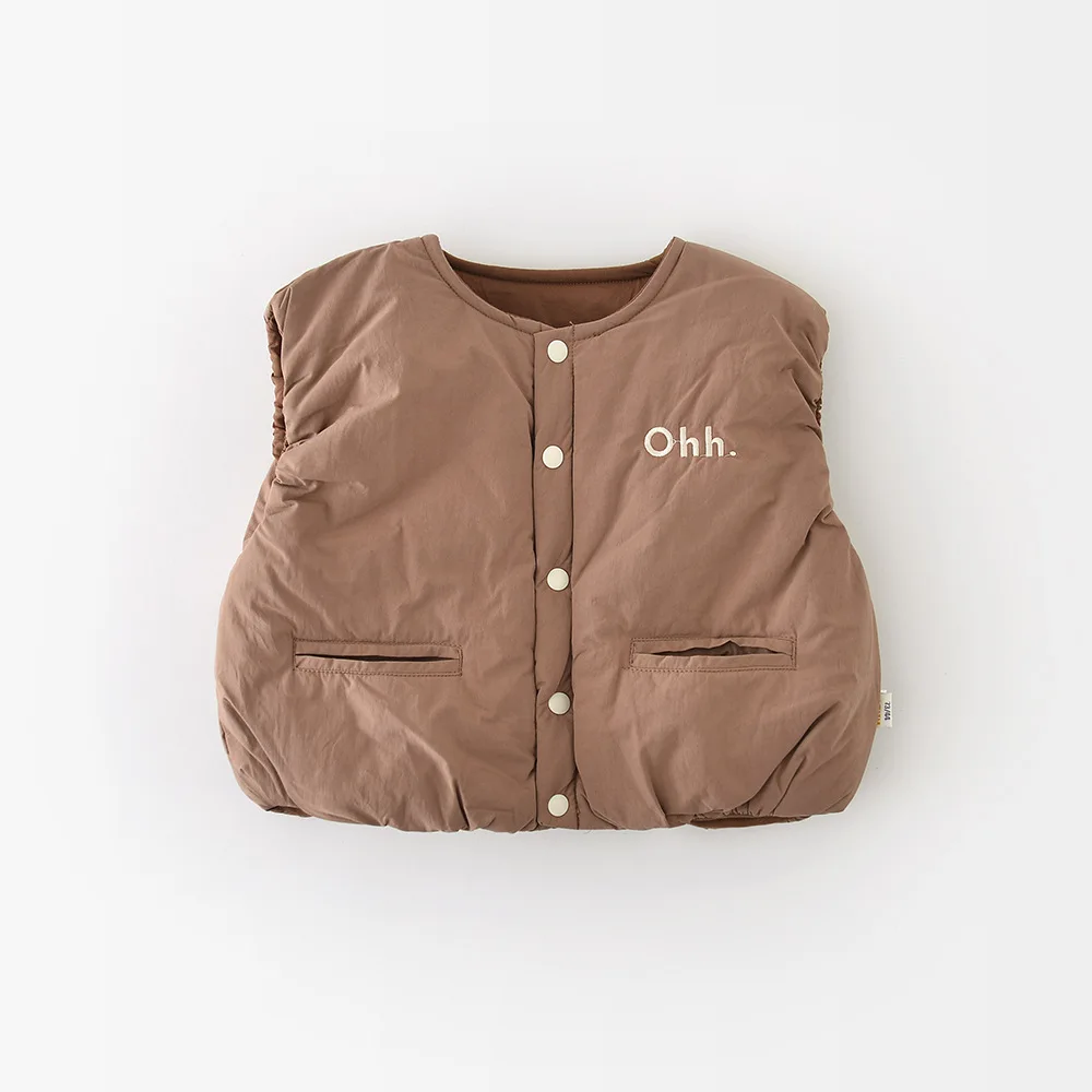 LILIGIRL Winter Baby Vest Thicken Letter Toddler Girls Waistcoat Simple Warm Infant Fleece Padded Coat 6M-3T