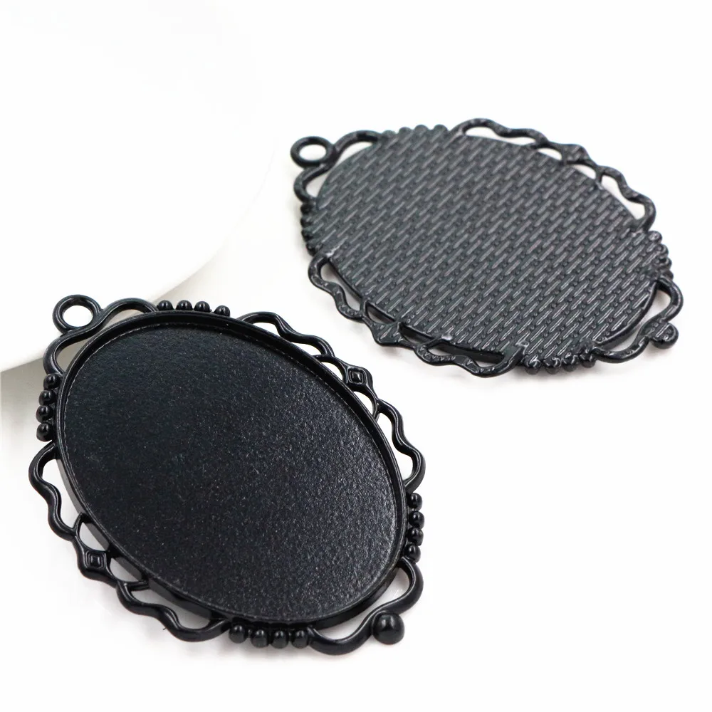 New Fashion 5pcs 30x40mm Inner Size Bronze/Black/Antique Silver Plated Pierced Style Cabochon Base Setting Charms Pendant