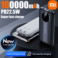 Xiaomi 22.5W 100000mAhBuilt-in cable High Capacity Power Bank Fast Charging Powerbank Portable Battery Charge For iPhone Samsung